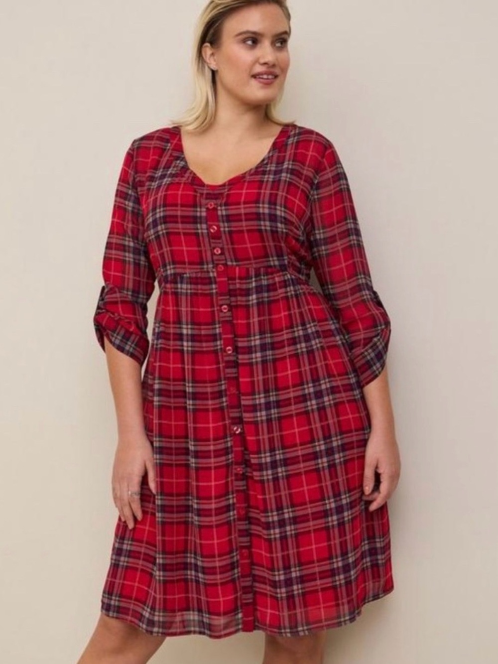 Torrid Plaid Chiffon Button Front Shirtdress 4X